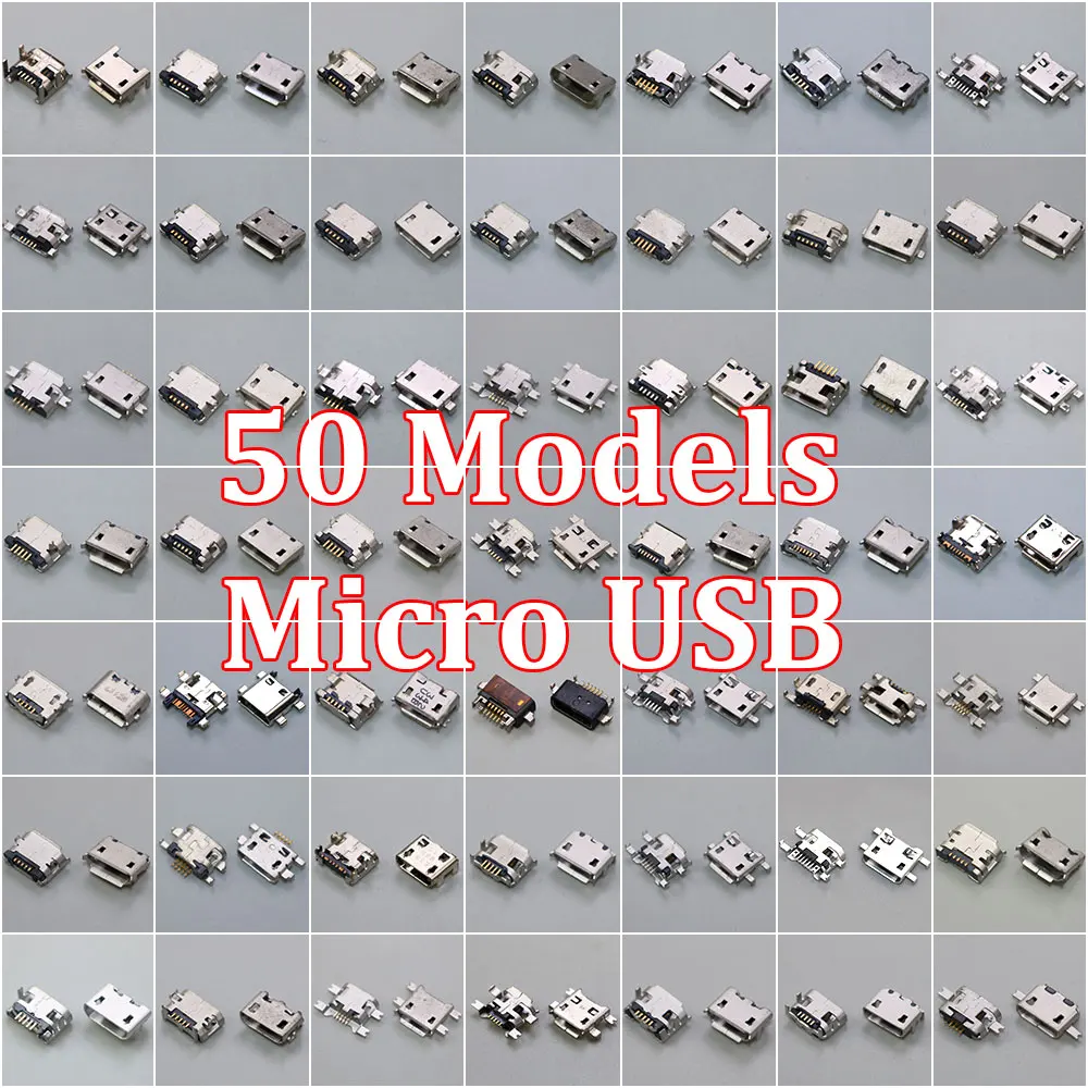 50 Models 5Pin Micro USB Jack Socket Charging Port Connector For Samsung Huawei Lenovo HTC Nokia Tablet PC Etc mobile tablet GPS
