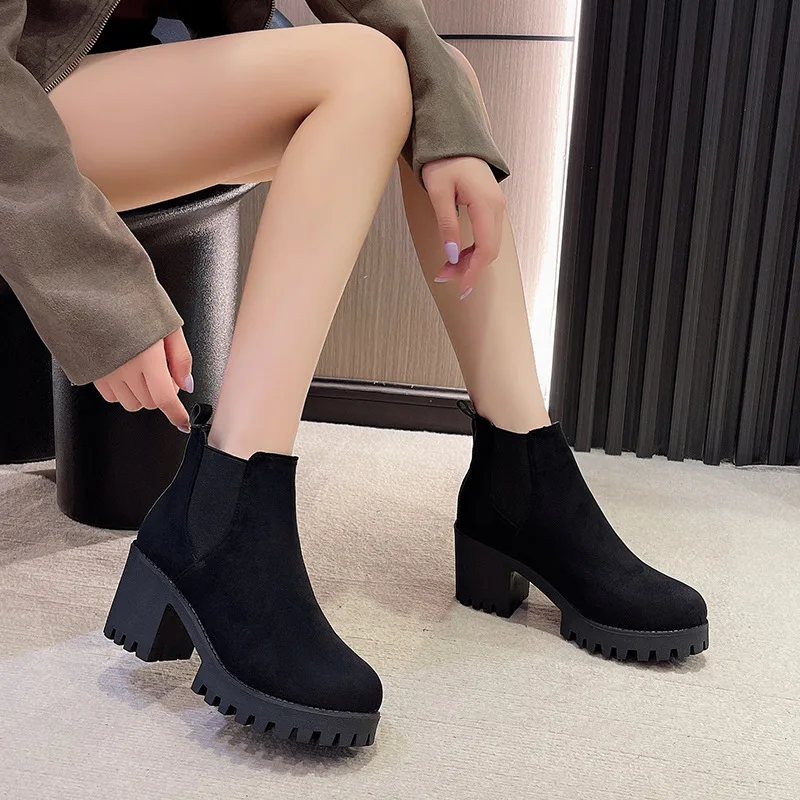 

High Quality Fashion Ankle Boots for Women Comfortable Platform Boots Black Sexy Elegant Warm Boots for Women Luxury Women Shoes