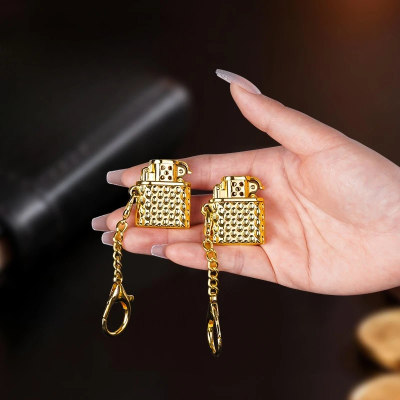 Good New Portable Mini Fingertip Kerosine Lighter Creative Keychain Pendant style Grinding Wheel Lighter Men's Small Gift