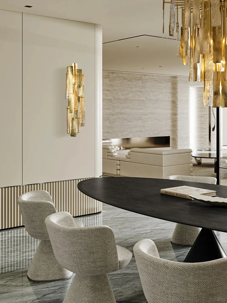 Textured Understated Luxury Emphasizes Gold Metal Craftsmanship Glass Ceiling Lights Elegant