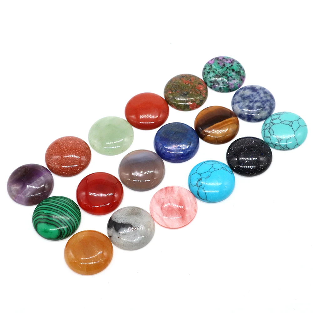 5pcs/Lot Round Cabochon Flat Natural Stone Healing Crystal 4mm-25mm Beads For DIY Ring Earring Bracelet Necklace Making Jewelr