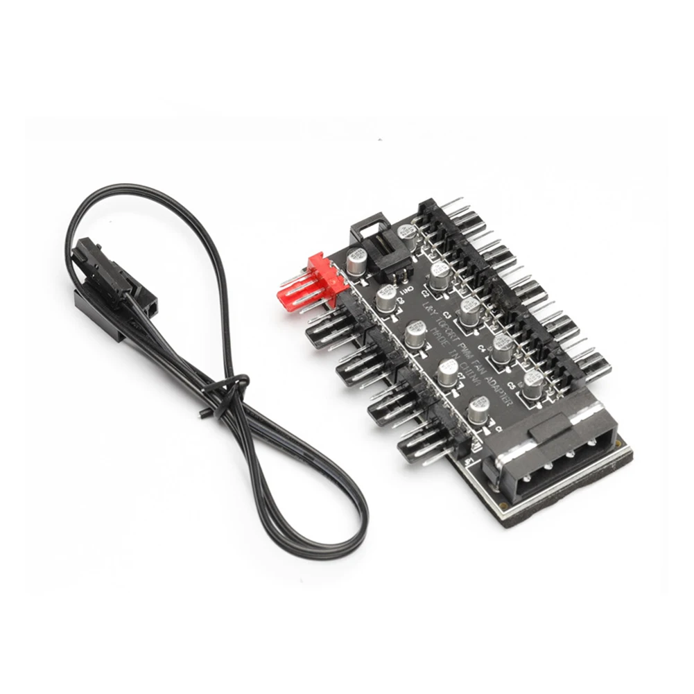 Moederbord 1 tot 10pin Fan 4 Pin PWM Koeler Fan HUB Splitter Uitbreiding 12 V Voeding Socket PC Speed controller Adapter