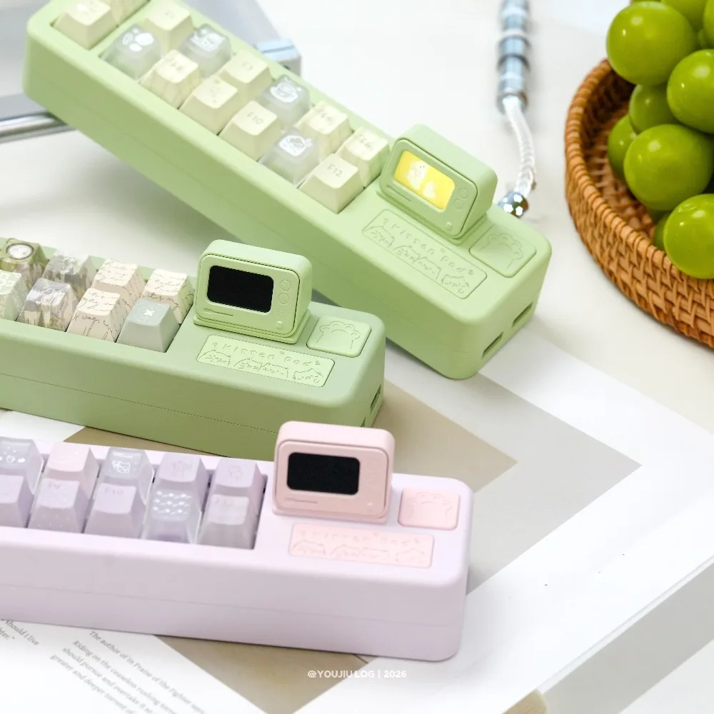 Kitten Pad HUB TV Screen Keyboard Kit Customized Alu Shell Wired Single Mode Supports F-zone Key Remapping Game Mini Keyboard