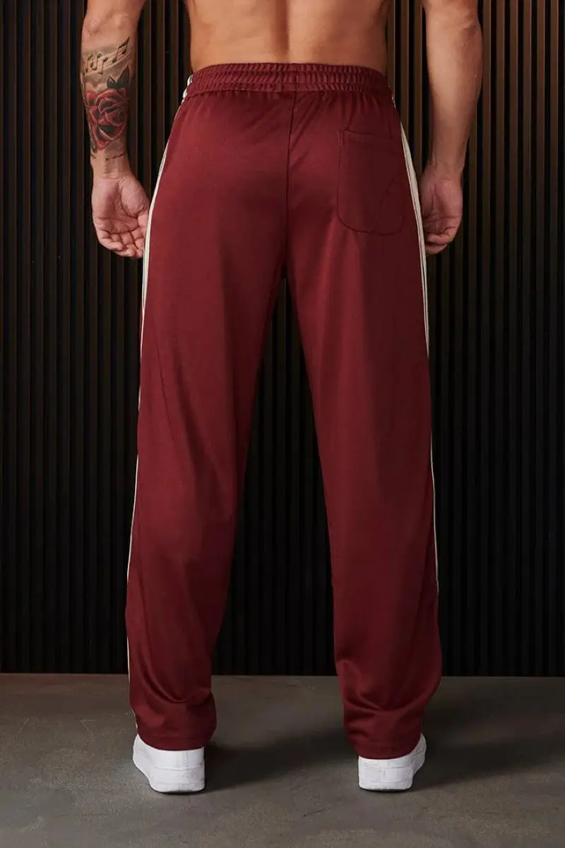 Men's sweatpants, webbing, stitched printed slacks, gym fitness, mid-rise straight pants, simple and versatile sweatpants