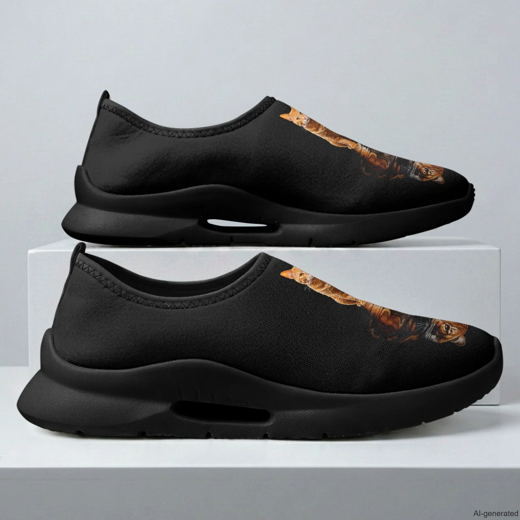 XIXIRIMIDO Mens Casual Shoes Slip On Walking Sneakers Women Gym Workout Shoes Cat Pattern Breathable Mesh Running Sneakers 35-48