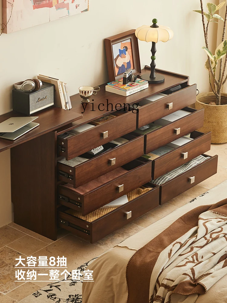 

XL light sandalwood medium and ancient style all solid wood dresser chest integrated retro bedroom makeup table