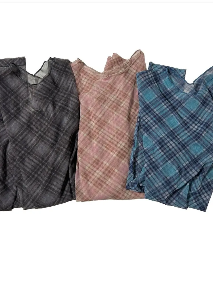 เสื้อยืดแขนยาวทรงสลิมฟิตสไตล์เกาหลี พิมพ์ลายดอกไม้ ผ้าตาข่าย ใส่เป็นเสื้อตัวใน แฟชั่นผู้หญิง สำหรับฤดูใบไม้ร่วงและฤดูหนาว