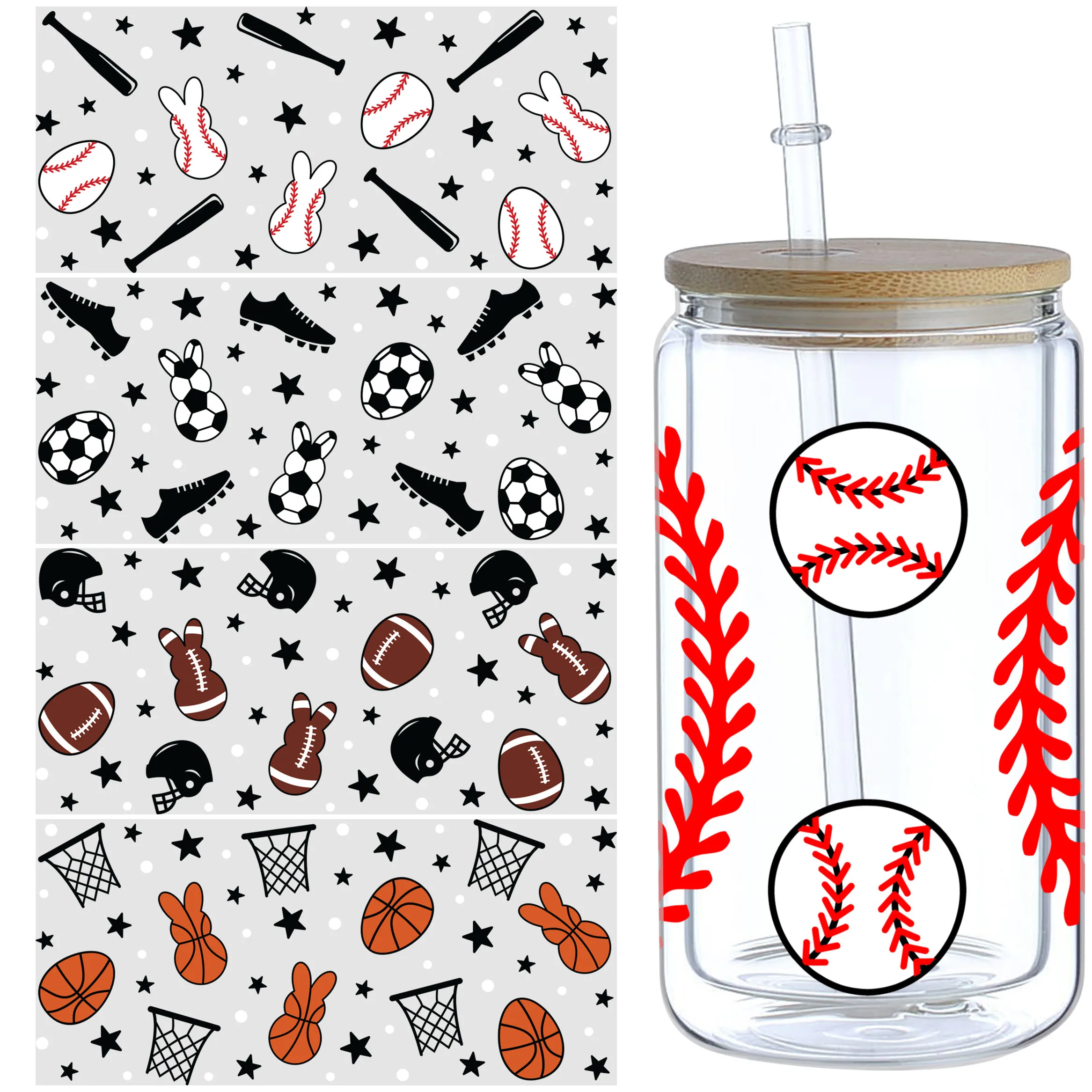 5 sheets of football,UV grade waterproof scratch-resistant self-adhesive paper,3D crystal DIY mugs,water bottles,glass cups