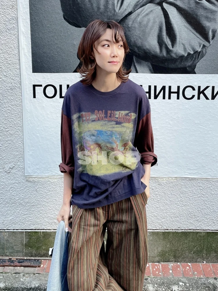 

GARCON by GARCON Sun Island Color Blo Long Sve ort Sve T-irt Ladies Casual Sle Cotton Linen Blend Tee