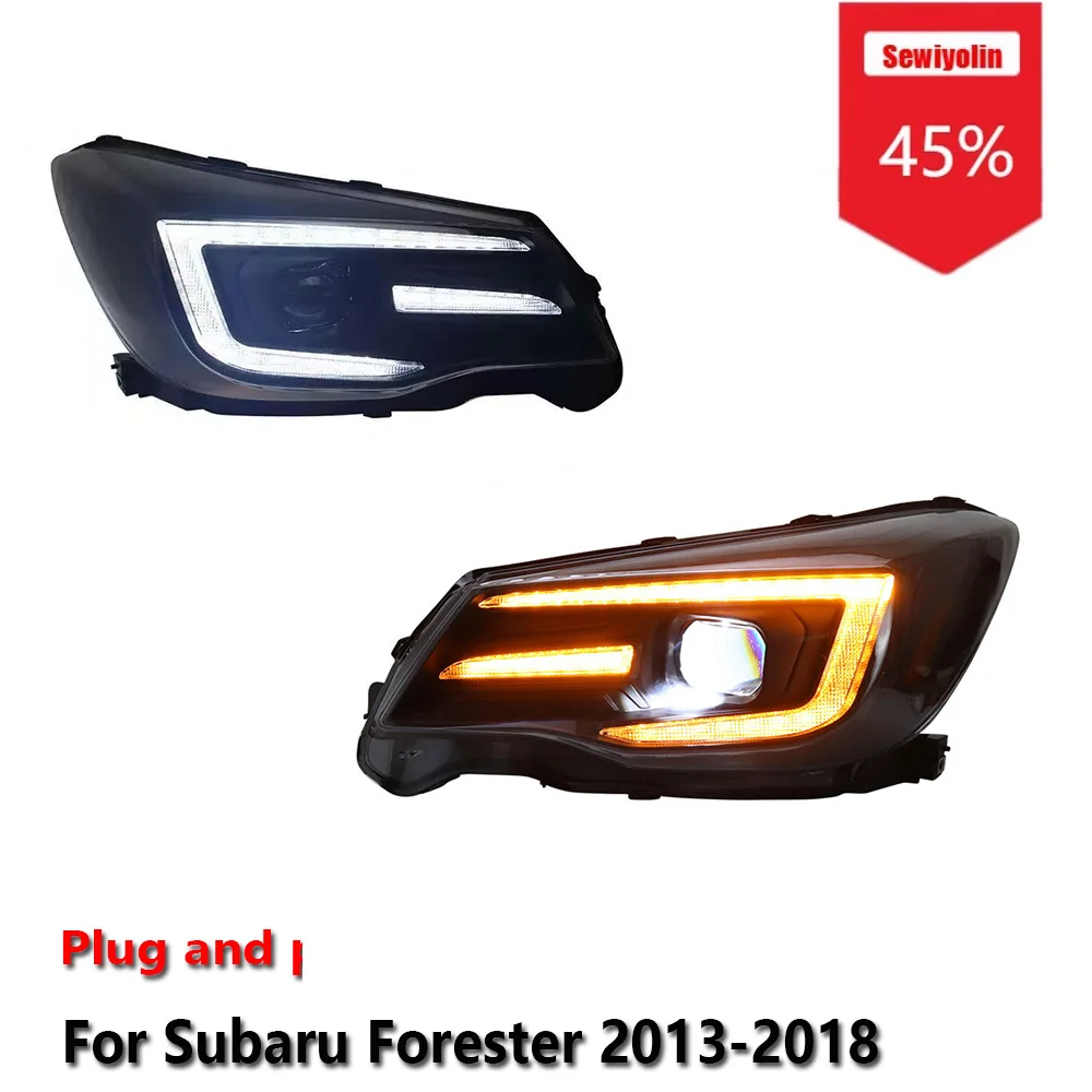 

Sewiyolin автомобильные светодиодные фары в сборе для Subaru Forester 2013-2018 противотуманные фары DRL тормозной указатель поворота Plug and Play