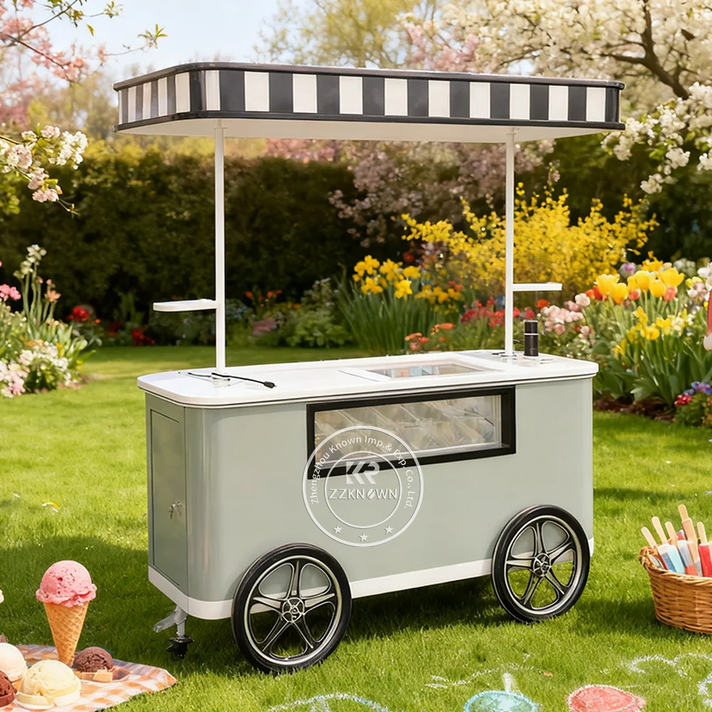 

Ice Cream Freezer Cabinet New Ice Cream Food Truck Push Cart Gelato Ice Cream Cart Ice Cream Display Case Food Cart