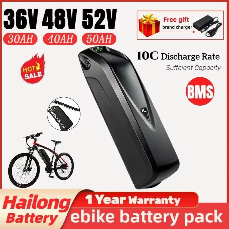 

48V 52v 72v 60v 36v 20Ah 24ah 30ah 40 50ah 60Ah Hailong Electric Bicycle Lithium Battery Kit with Charger 500W 1000W 2000W Motor