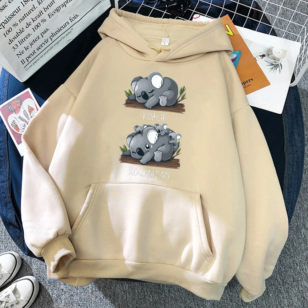 Koala Have Baby Kawaii Prints Women Hoodies Harajuku Street Clothes Oversize Fashion Hoodie Fleece Loose O-Neck Pullover Female