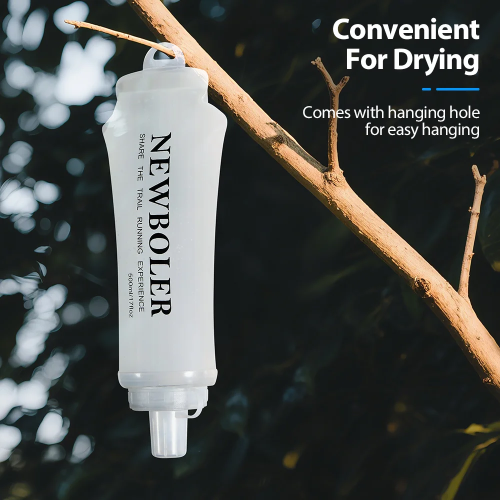 Weiche TPU-Wasserflasche, 500 ml, ultraleicht, faltbar, mit Armband, fest, rutschfest, für Outdoor-Sport, Wasserbeutel, weiche Wasserflasche – Detail 6