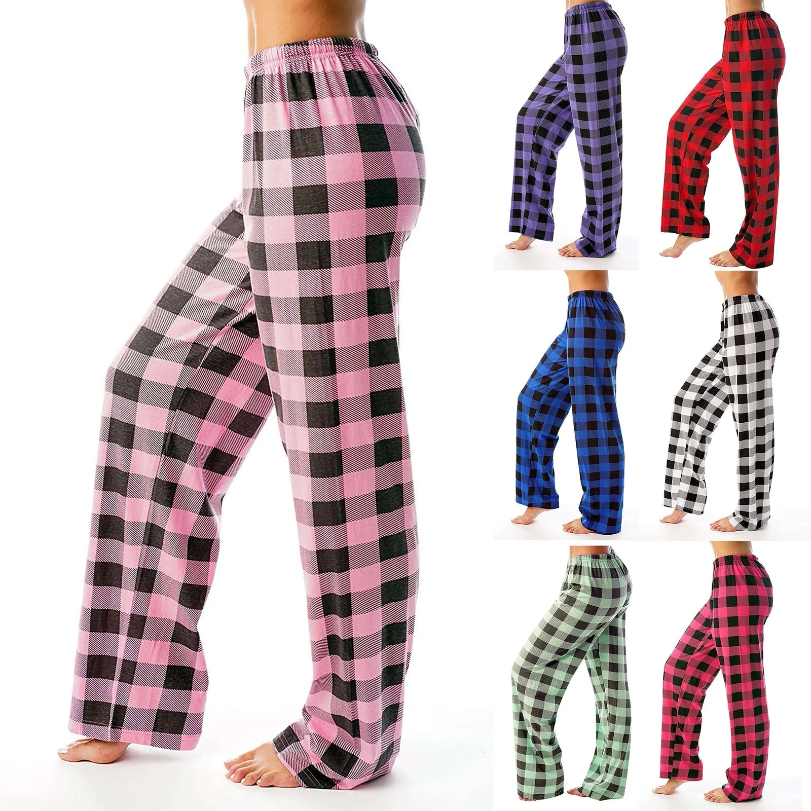 Women Pants Plaid Cotton Loose Ladies Pajama Pants Pyjama Trousers Men Sleep Bottoms Lounge Wear Sleep Lounge Pants Bottoms