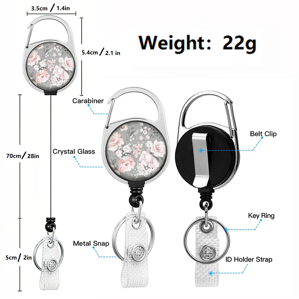 Plant flowers Clip Lanyards ID Badge Holder Porta Credencial Lanyards Badge Reel Wholesale Keychain Nurse Retractable