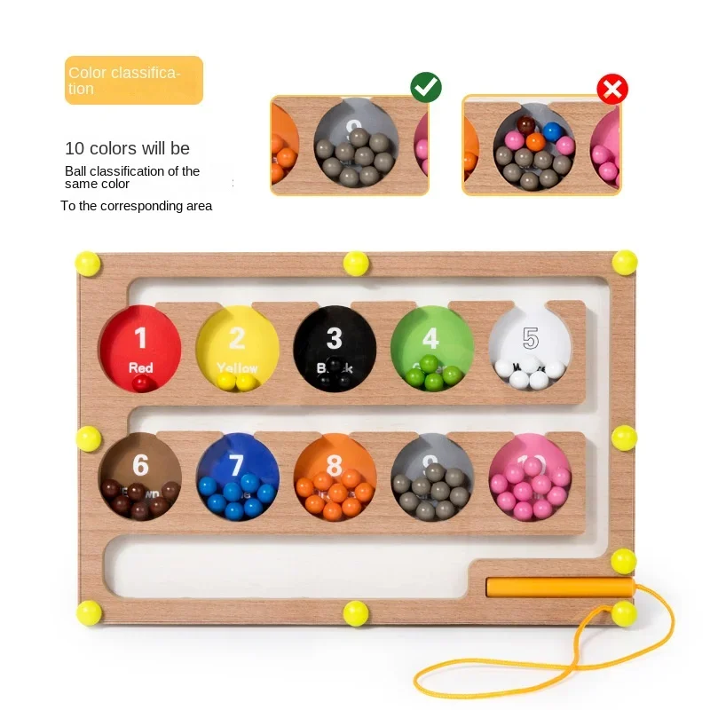 Children's Magnetic Maze - Number & Color Cognition, Logic Training Game