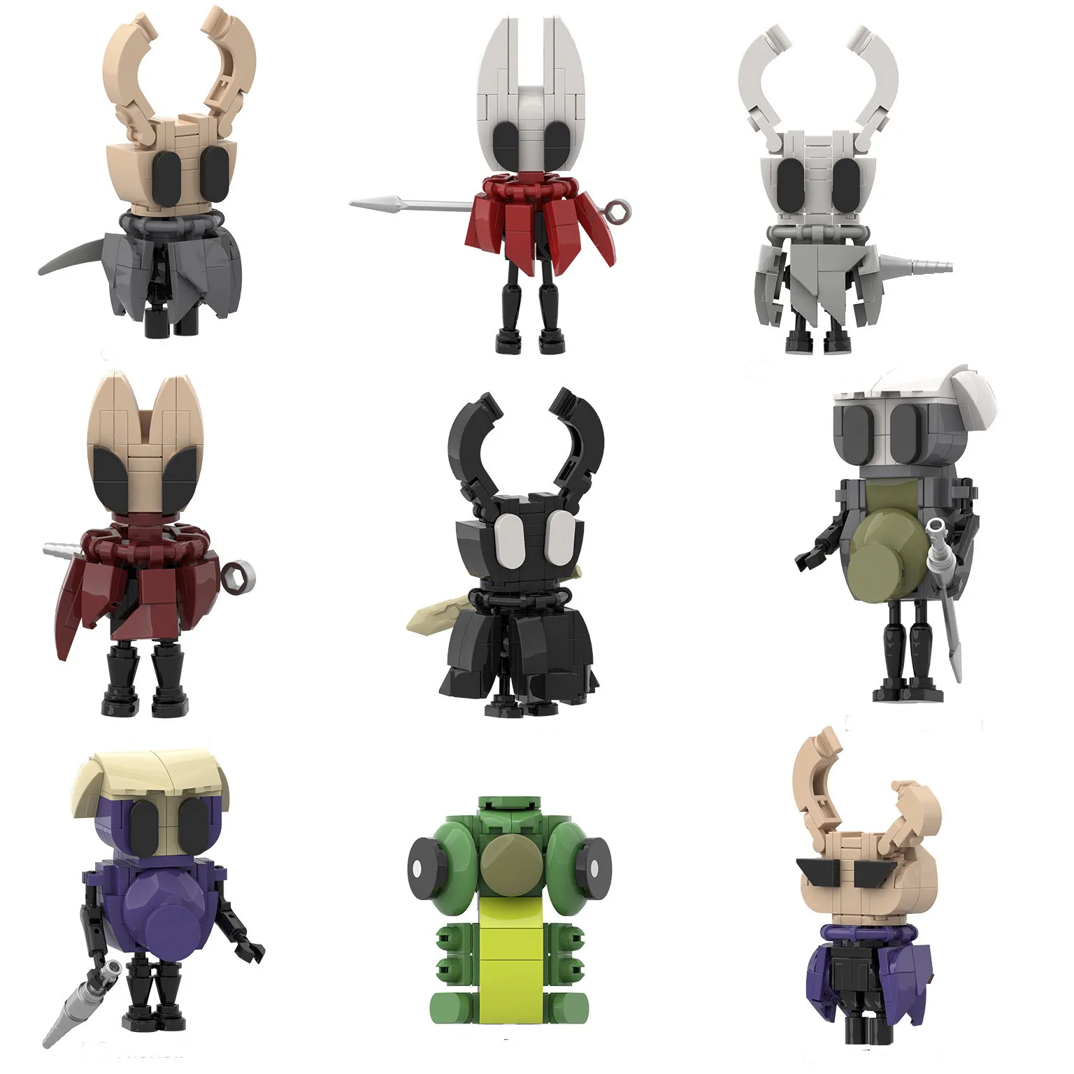 Blocs de construction de modèles de personnages, 664 pièces, chevaliers creux: chansons en soie, blocs de construction, jouets figurines d'action