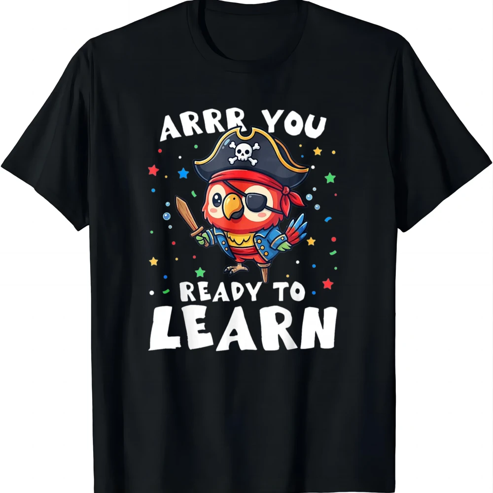 ARRR You Ready To Learn Funny Pirate Parrot Back To School T-Shirt Sophisticated and Stylish Outfit Graphic Tee
