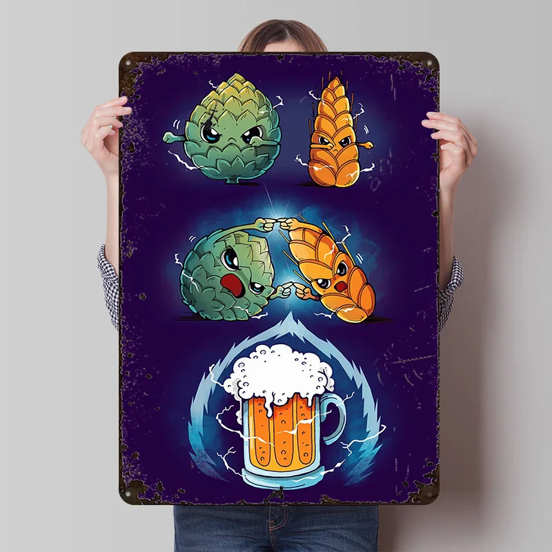 Beer Fusion Ultra Violet Printing Poster Customized Retro Wall Art Vintage Metal Signs for Mancave Home Decor Accessories House