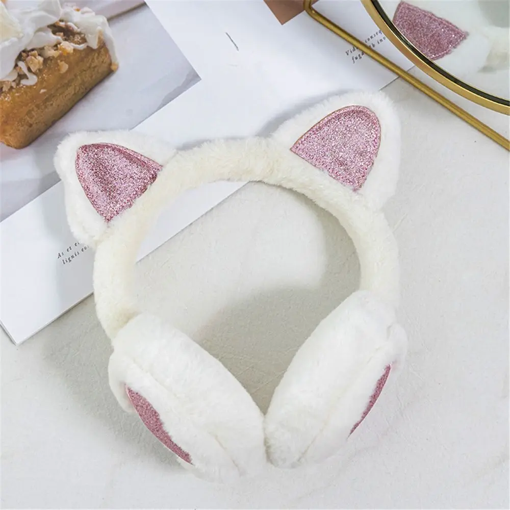 Doce amor gato orelha Earmuffs, Mantenha quente macio peludo orelha aquecedores, Outdoor inverno Ear Covers, Acessórios Headband dobrável