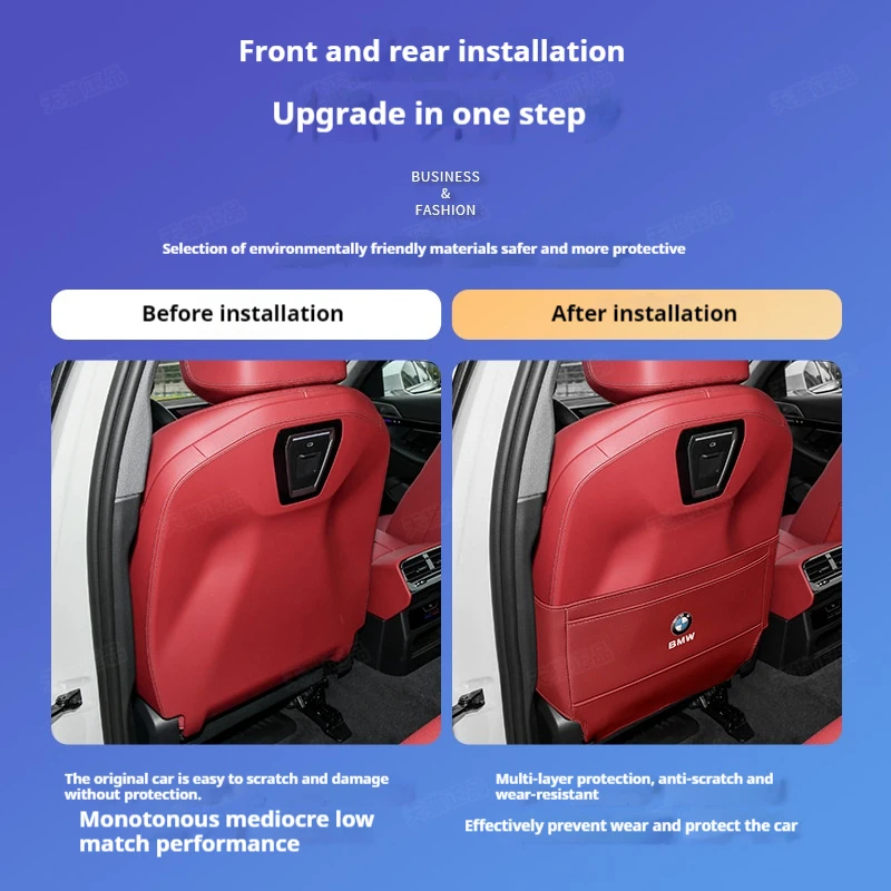 

PU Car Seat Anti Kick Pad Cover Rear Seat Back Protector Organizer For BMW 5 Series i5 Car Interior Modification Accessories