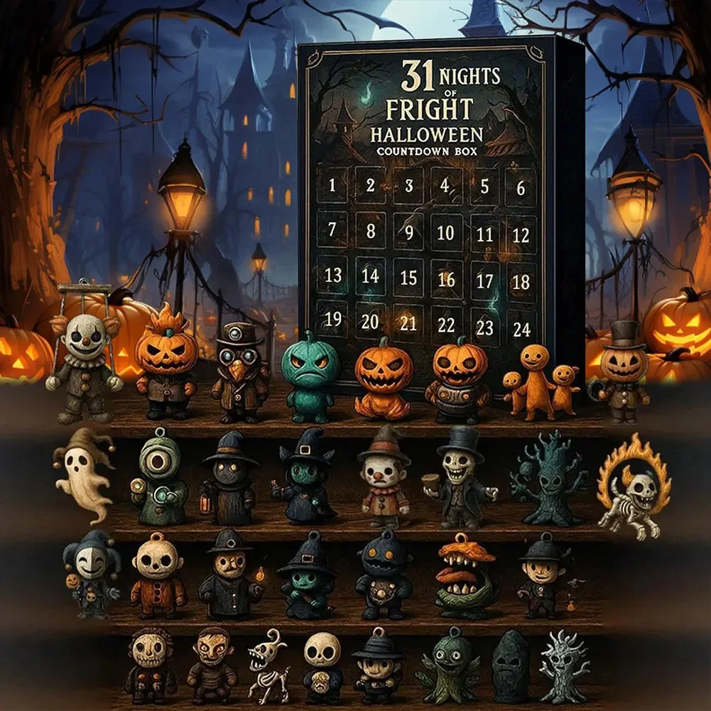 7/15/31 Nights of Fright Halloween Countdown Blind Box with Figurines, Halloween Advent Calendar 2025 Scary Mini Dolls Gift Boxs