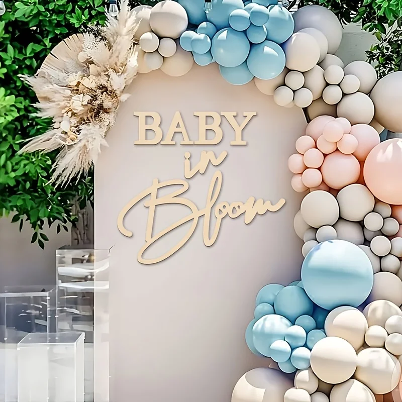 Baby in Bloom Wooden Sign Gender Reveal Party Decor Pregnancy Celebration Gift Nursery Wall Art Photo Prop for Baby Shower​
