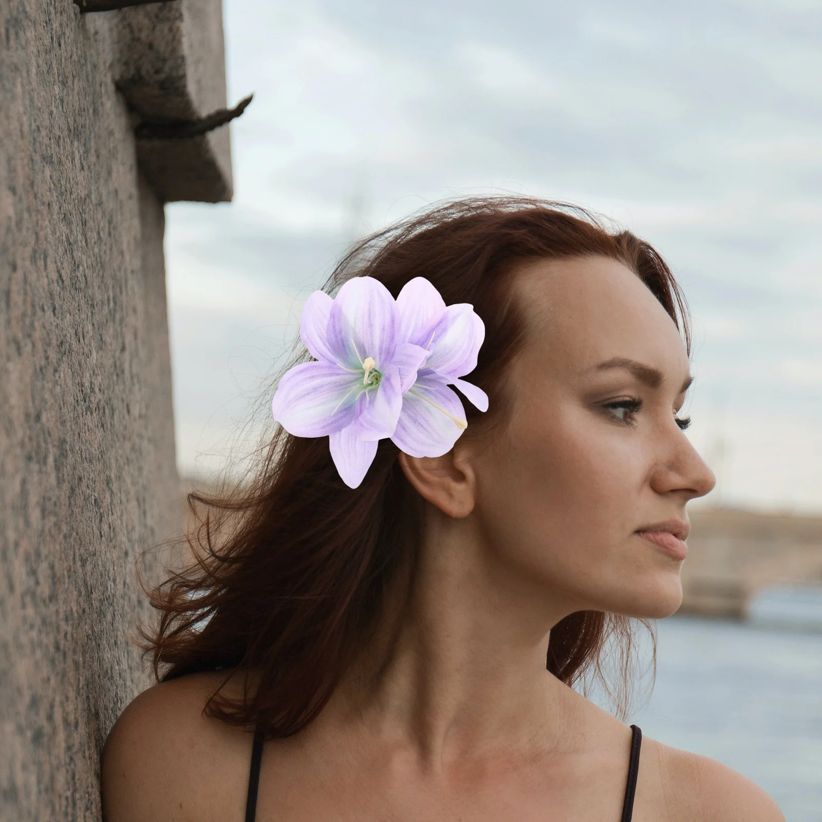 

Lily Flower Clip Hawaiian Style Women Accessories Lightweight Portable Artificial Flower For Hair Side Floral Hair Flowers