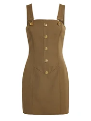 HIGH STREET Newest 2026 Summer Fashion Star Style Designer Women's Lion Buttons Pinafore Dress