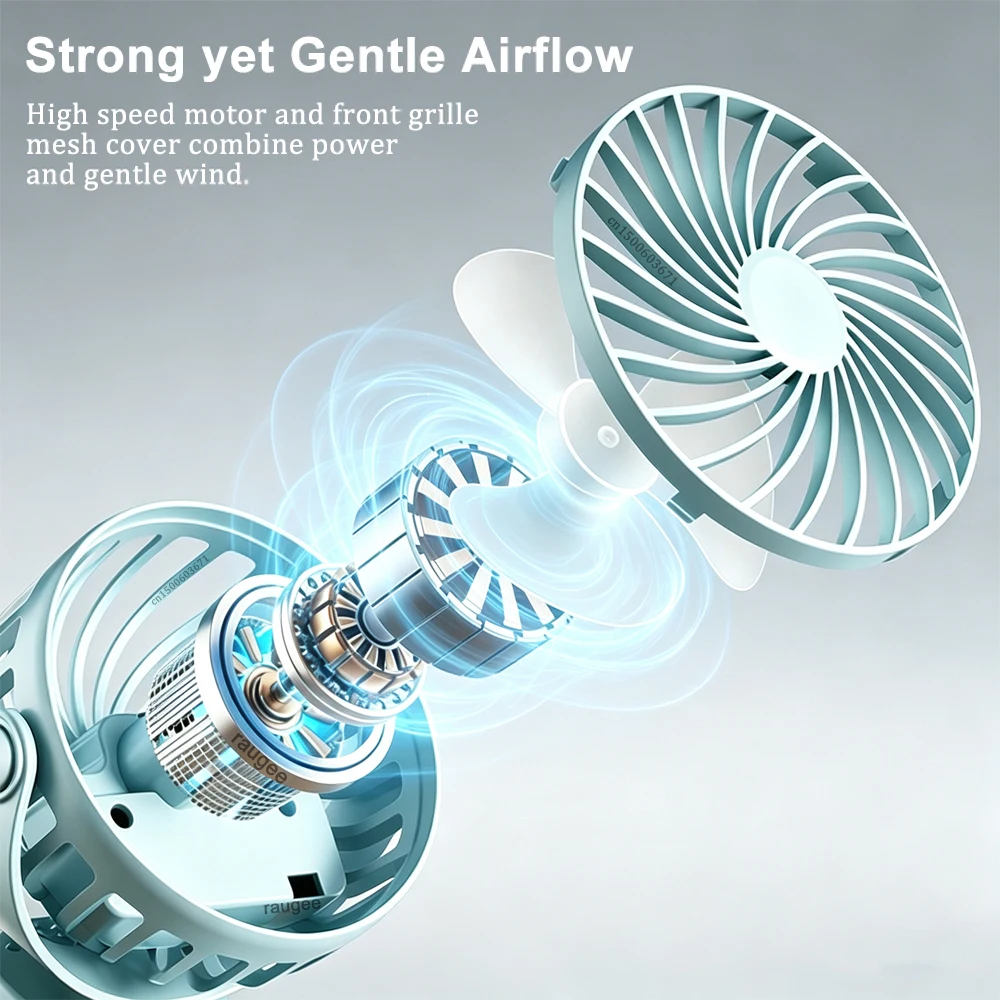 Tragbarer Mini-Autoventilator mit Clip, 360° drehbar ° Drehbarer USB-Aufladbarer Kühlventilator mit 3 Geschwindigkeiten, Starker Wind, Tragbarer Kleiner Auto-Clip-Ventilator – Detail 4