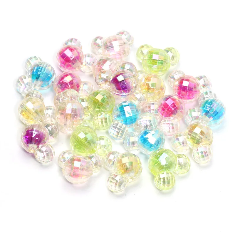 20pcs Mixedcolor Bright Mickey 13x16mm AB Colorful Acrylic Beads For Jewelry DIY Handmade Necklace Bracelet Keychain Accessories