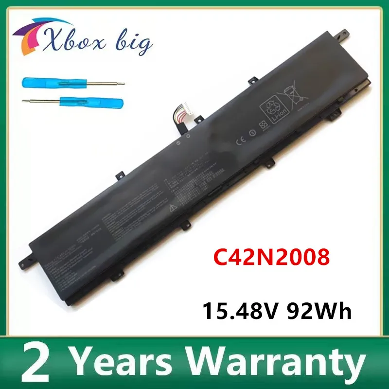 15.48V 92Wh C42N2008 Laptop Battery For Asus ZenBook Pro UX582HM UX582HS UX582LR Free Tools