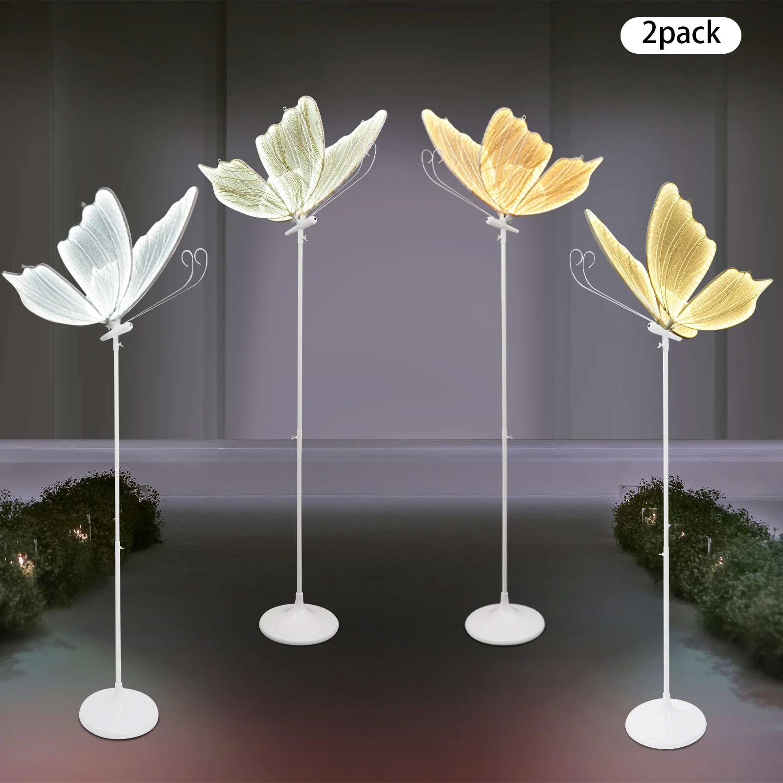 110V 2pcs Creative Wedding Butterfly Led Floor Lamp Butterfly Hanging Light Romantic Hanging Wedding Butterfly Decoration Props