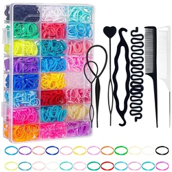 2400PCS Mini Rubber Bands for Hair Bold Hair Ties For Women Girls Ponytail Holders,Colorful Hair Accessories Hair Styling Tools