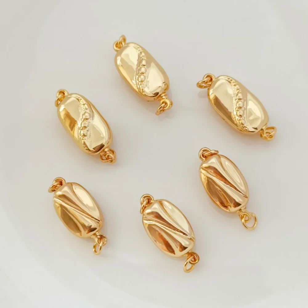 

Copper Gold-plated 14K Water Ripple Pattern Stick Clasp Bracelet Necklace Pearl Clasp DIY Handmade Jewelry