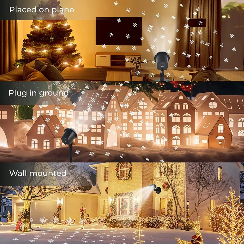 Outdoor Weather-Proof Neve Projeção Lâmpada, Natal Lâmpada LED, Wider Lighting Range, Plug EUA