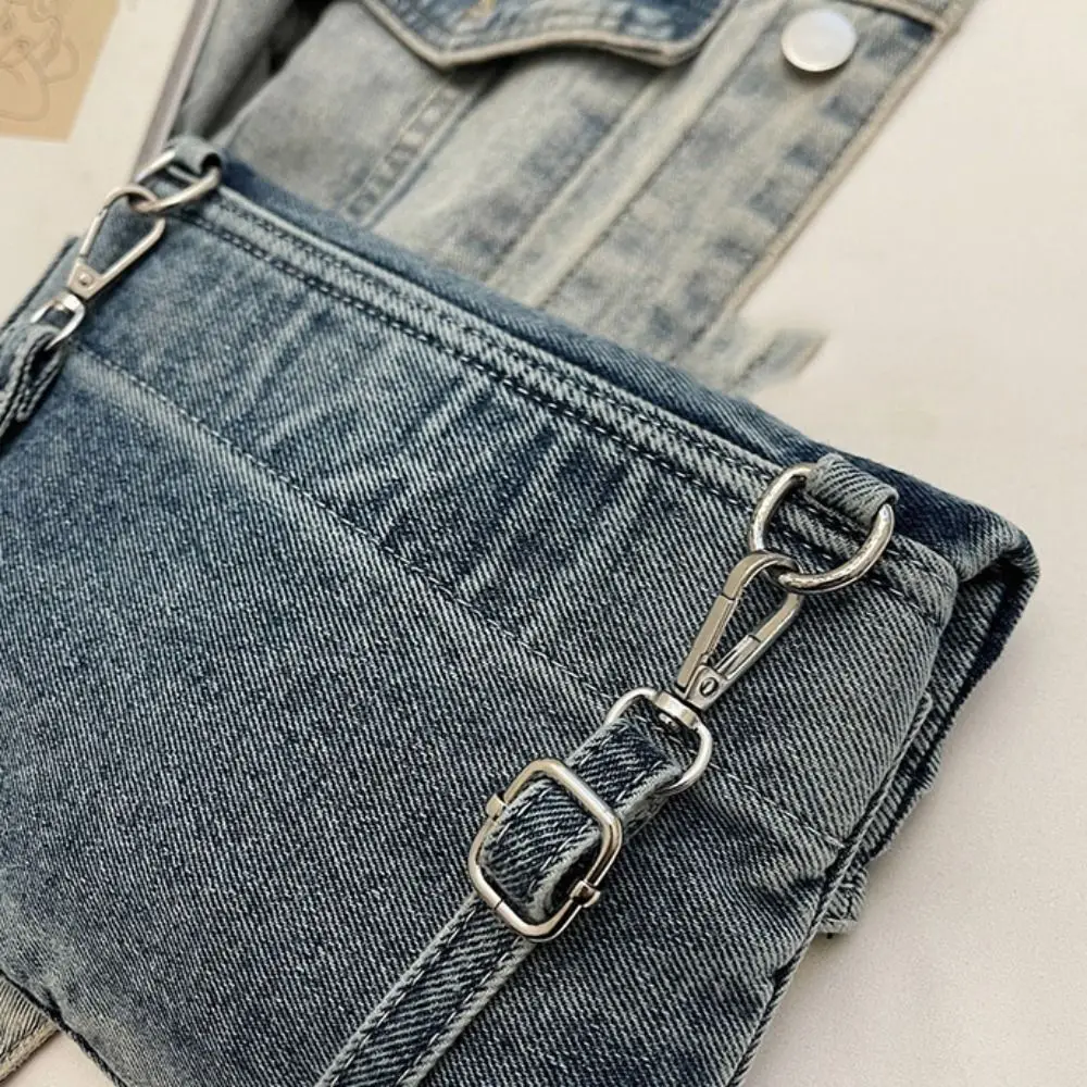 

Простая джинсовая холщовая сумка Y2K в уличном стиле, большая вместительная винтажная сумка для покупок, однотонная однотонная сумка через плечо для мальчиков