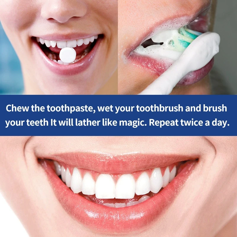 

62pcs/box Toothpaste Tablets Chewable Dental Teeth Remove Stains Fresh Breath Travel Natural Teeth Whitening Dental Oral Care
