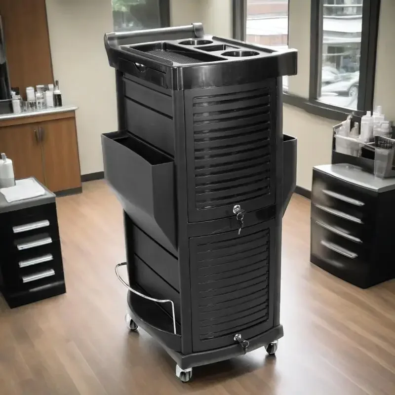 Hairdressing Tool Cart, Salon Perming & Dyeing Tool Cabinet, Multi-layer Salon Trolley with Door Lock