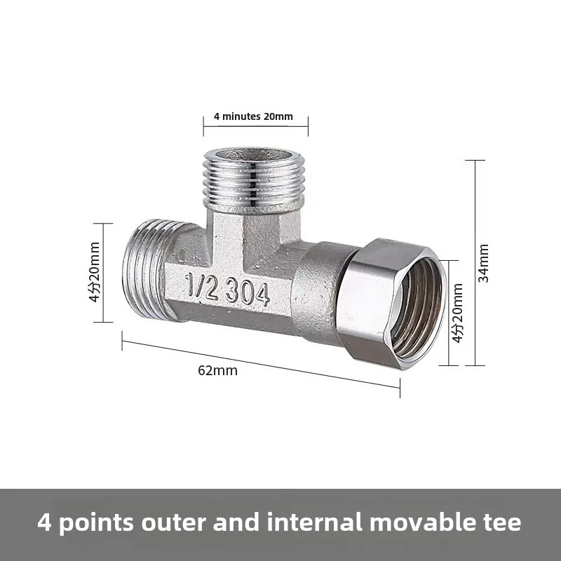 Toilet Diverter Valve Copper T Adapter G1/2