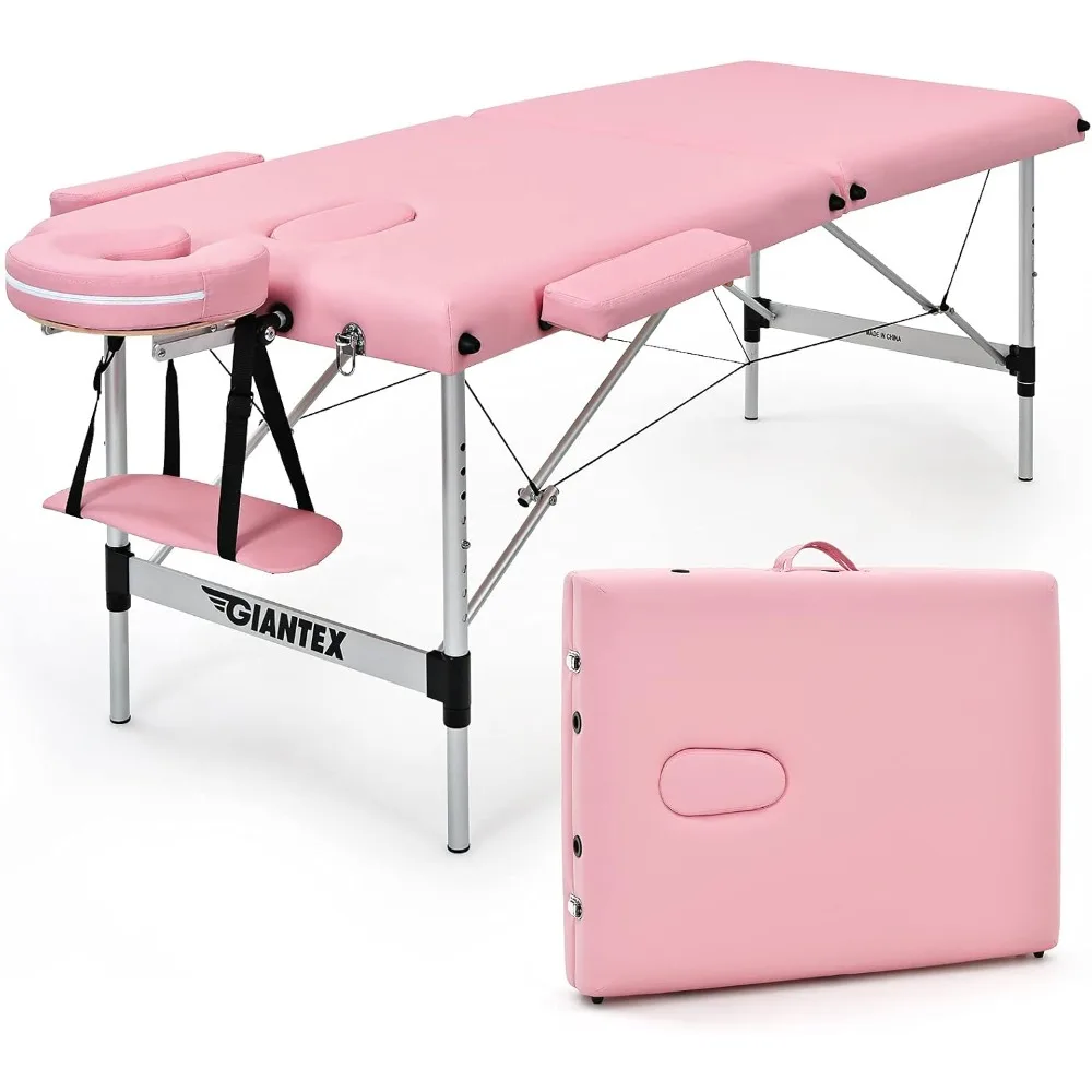 

Portable Massage Table 84inch, Folding Lash Bed Aluminium Frame, Height Adjustable, 2 Fold Professional Facial Salon Tattoo Mas