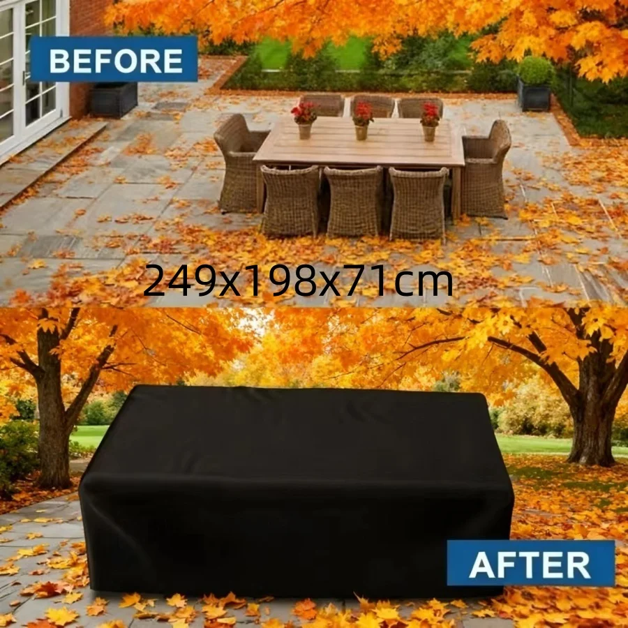 

Outdoor garden patio dust cover, 210D material, 98.03x77.95x27.95in, with drawstring closure, universal furniture cover