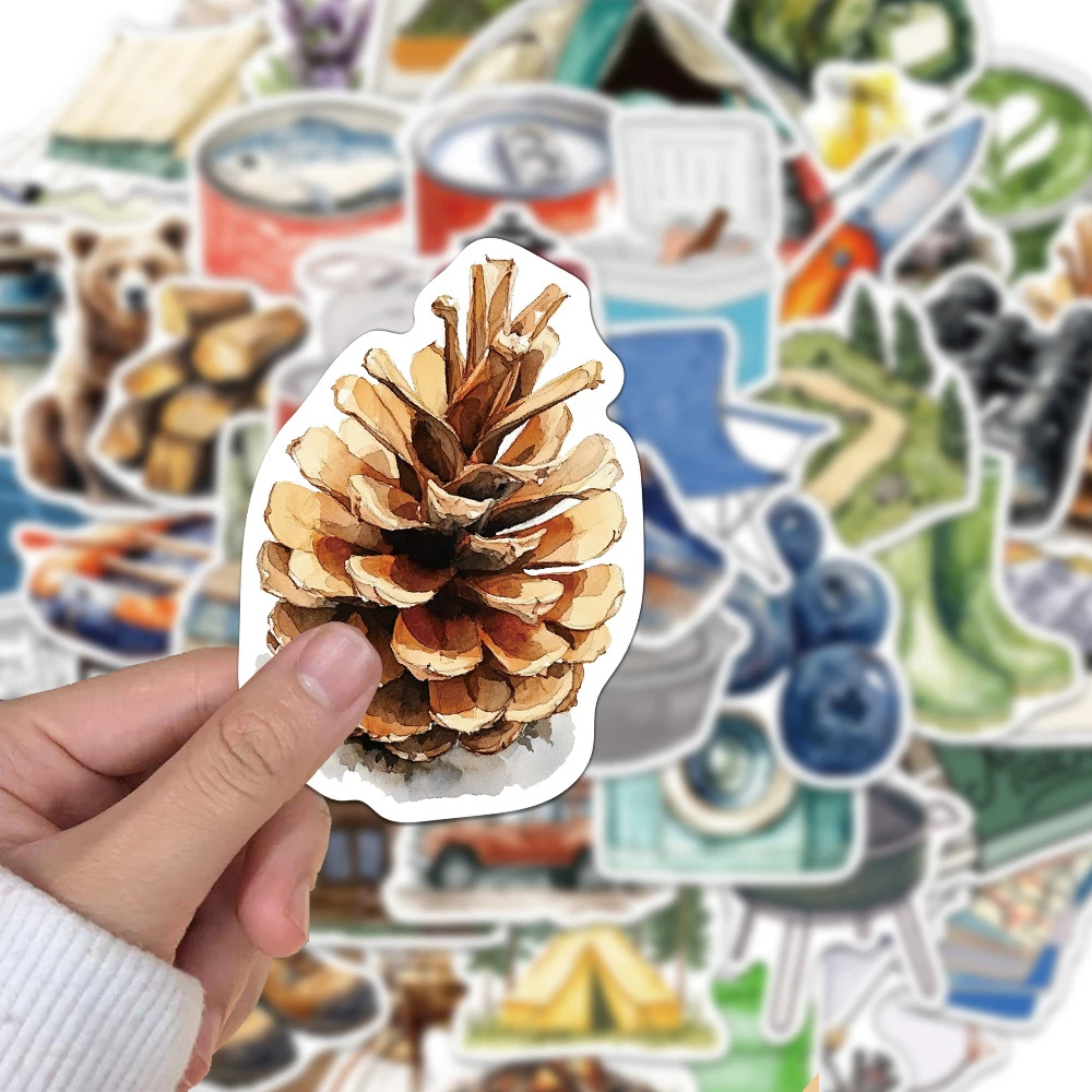 

10/30/50/100pcs Retro Outdoor Travel Vacation Cartoon Stickers Watercolor Aesthetic Decals DIY Suitcase Laptop Graffiti Sticker