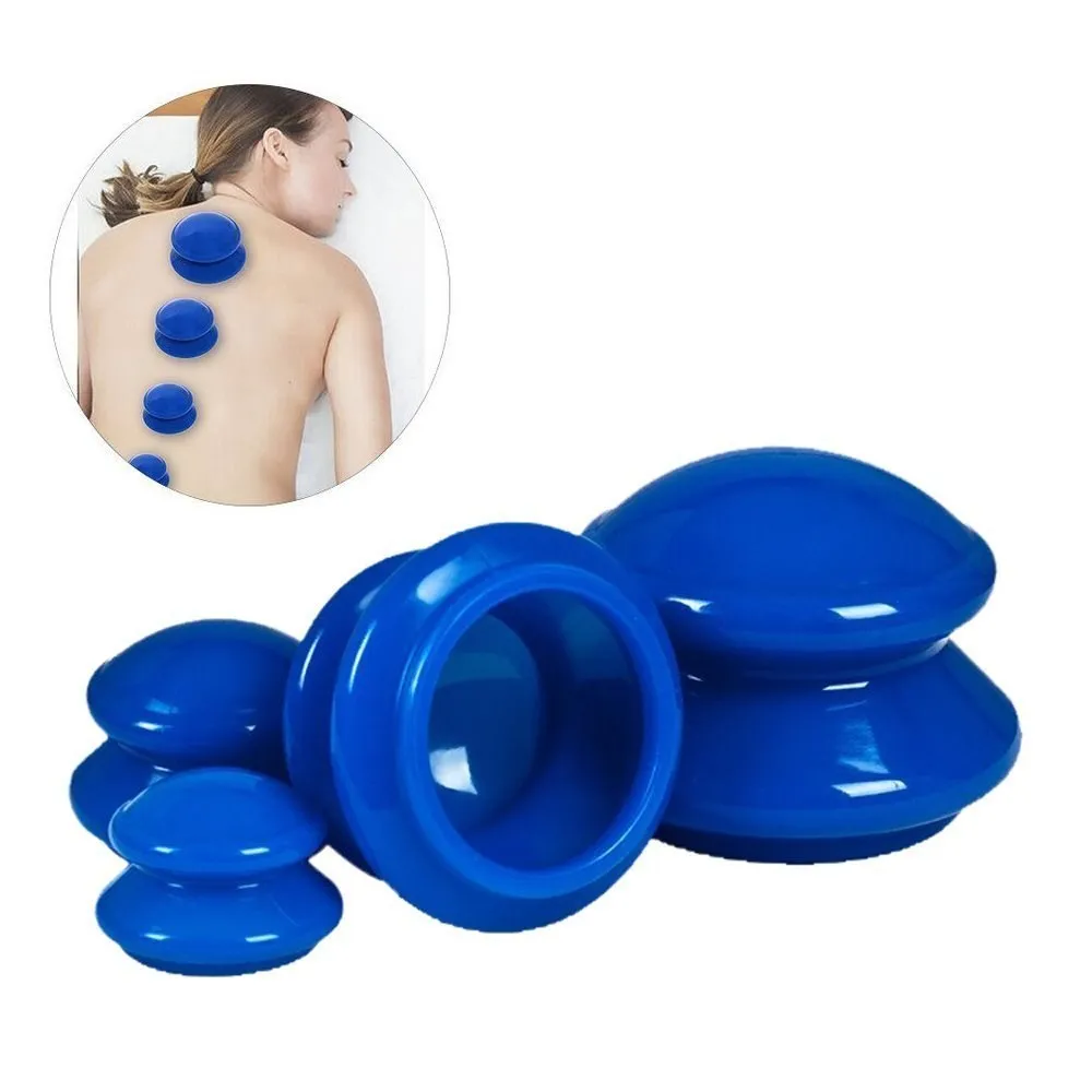 4 Cup Massage Vacuum Premium Natural Silicone Rubber Massager Cupping Anti Cellulite Vacuum Cups Therapy Set Health Care