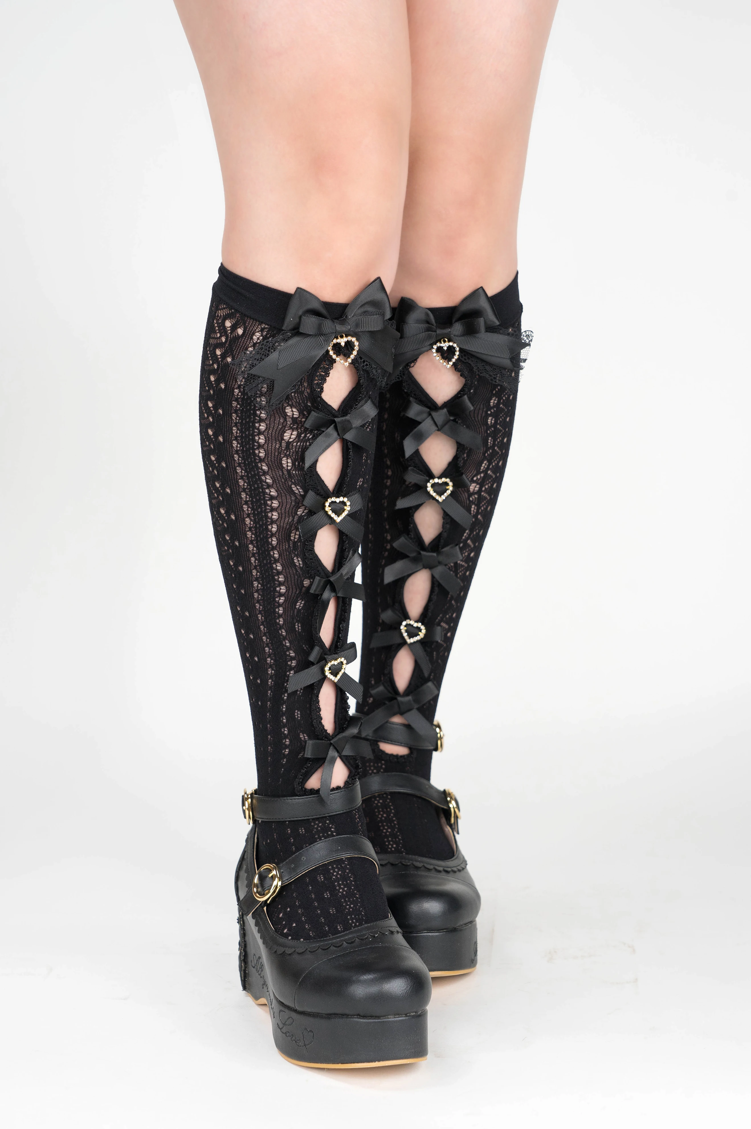 Handmade Japanese Style lolita Hollow Out Bow Lace Mine Series Knee Socks Student Girls Mid-Calf Socks Lolita Lace Socks girl