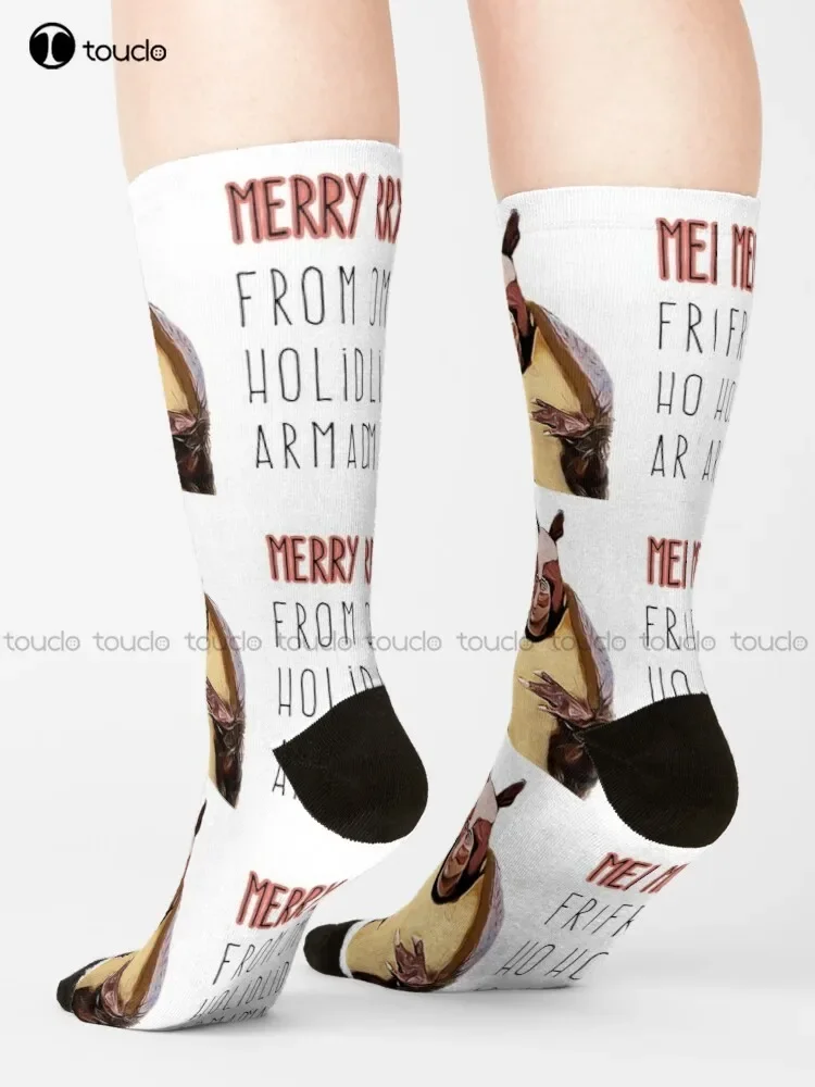 Holiday Armadillo Digital Illustration Artwork Socks High Socks Unisex Adult Teen Youth Socks Custom Gift 360° Digital Print