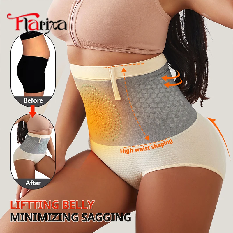 Flarixa Seamless Shapewear Panties Women High Waist Tummy Control Briefs Warm Underwear Body Shaper Comfortable Butt Lifter