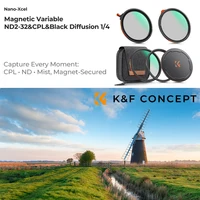 K & F CONCEPT Kit de filtro magnético con CPL ND2-32 Black Mist 1/4 filtro Base magnética tapa de lente de anillo para lente de cámara de 67/72/77/82mm