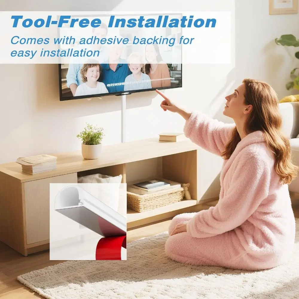Professional Self-Adhesive Cord Hider Wall Mount 1m Cord Covers Raceway Raceway Flexible Cable Concealer Home Office